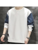 卫衣男春秋季新款男士长袖宽松圆领潮流拼接青少年时尚体恤打底衫