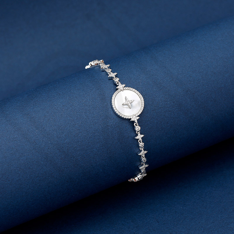 apmmonaco星星珍珠母贝手链女简约925银送恋人ab3582xna