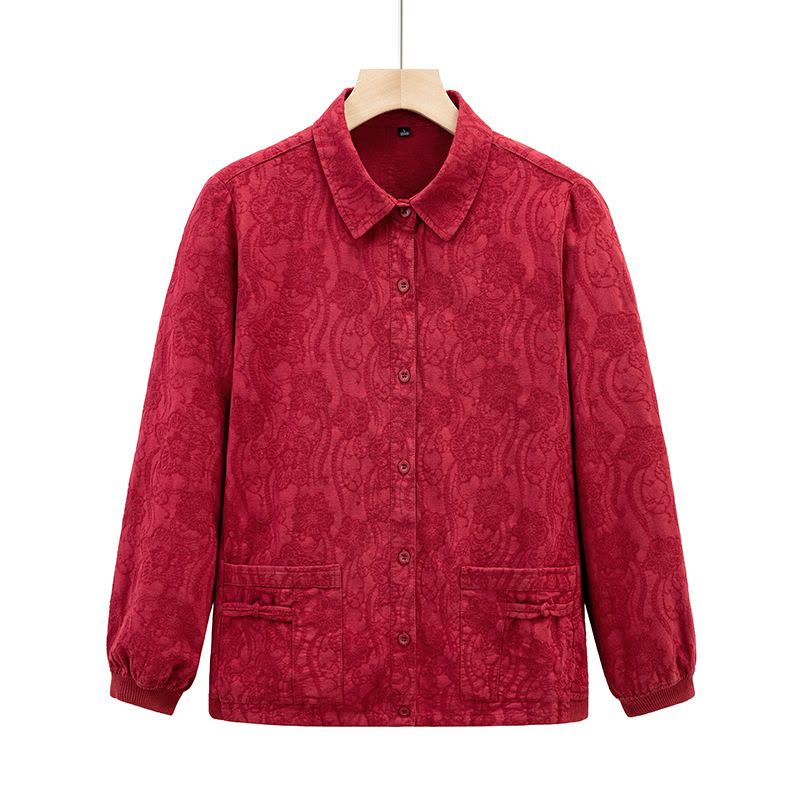 奶奶春装棉麻衬衫女中老年人衬衣妈妈套装长袖薄款老太太春秋外图片