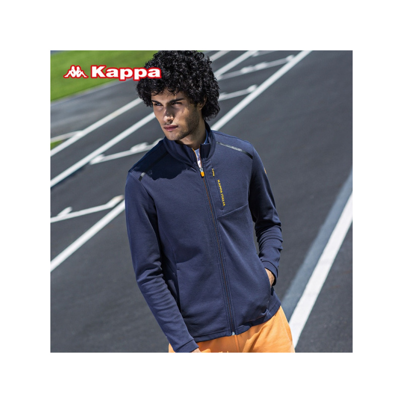 Kappa卡帕男运动卫衣春季上衣休闲服立领开衫无帽运动服
