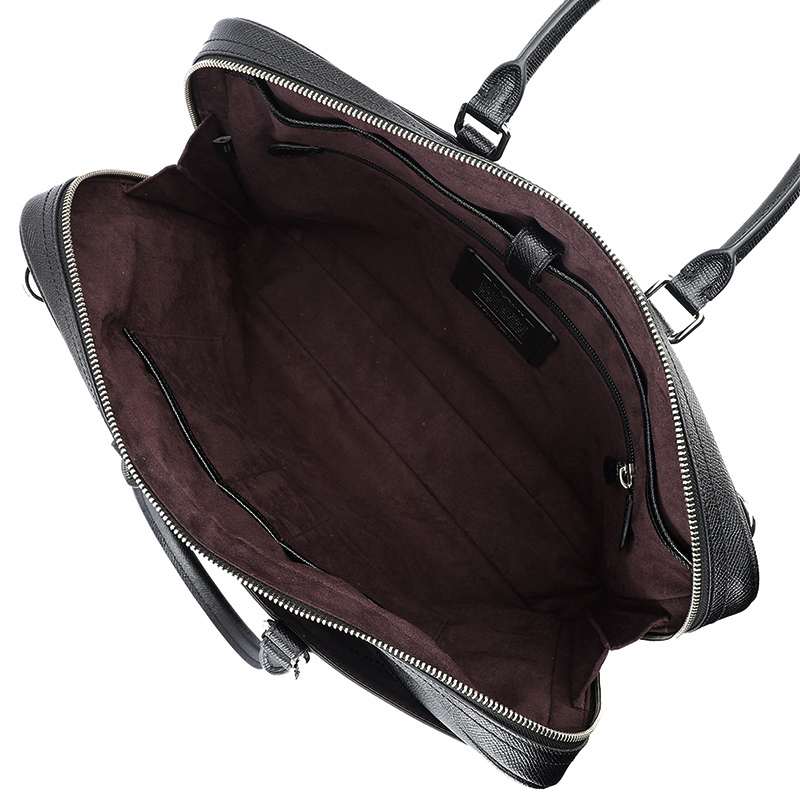 COACH 蔻驰 奢侈品 男士黑色皮革手提肩背斜挎公文包