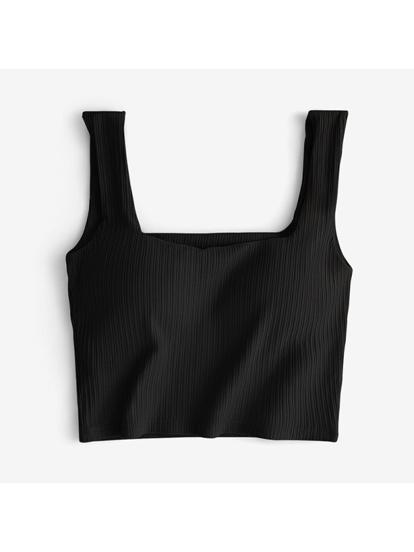 Ceba夏季美背文胸大方领纯棉无钢圈内衣女一体式罩杯网红露肚脐小背心