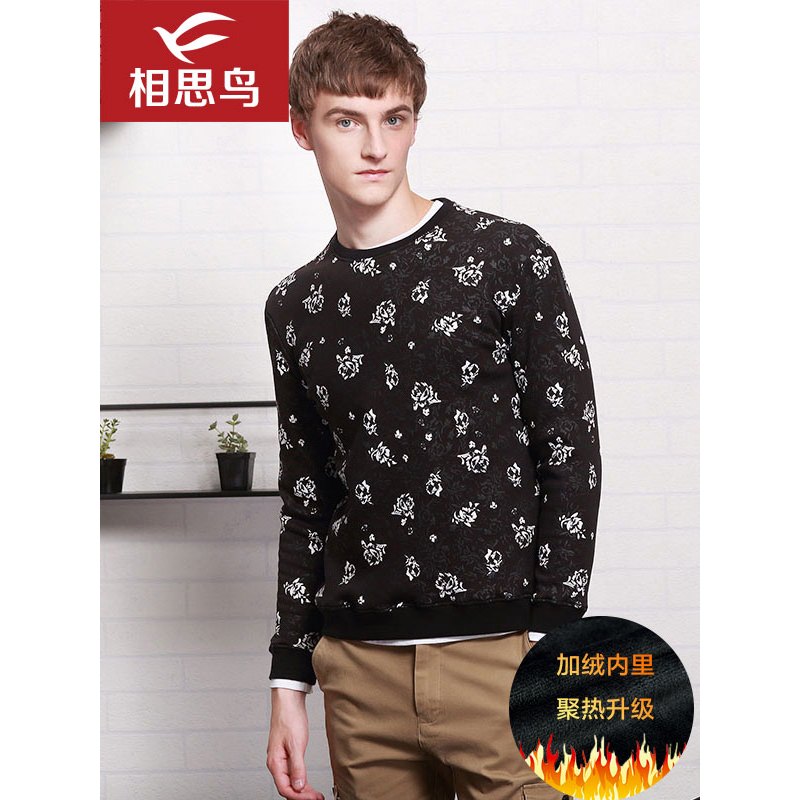 红豆相思鸟（xiangsiniao）男士春秋季玫瑰花纹套头卫衣男SW054