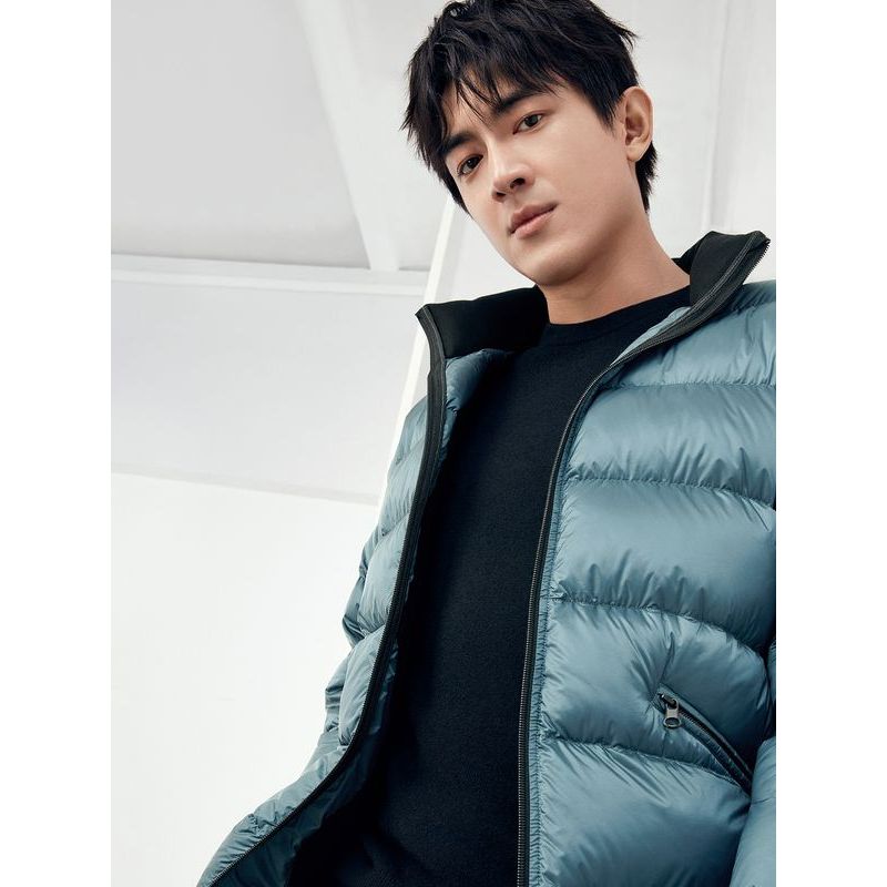 hla海澜之家蓬松感羽绒服2019冬季无帽立领鹅绒外套男hwraj4r090a