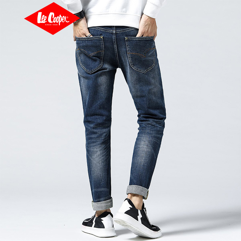 Lee Cooper2018秋季新款修身长裤商务休闲男裤直筒牛仔裤