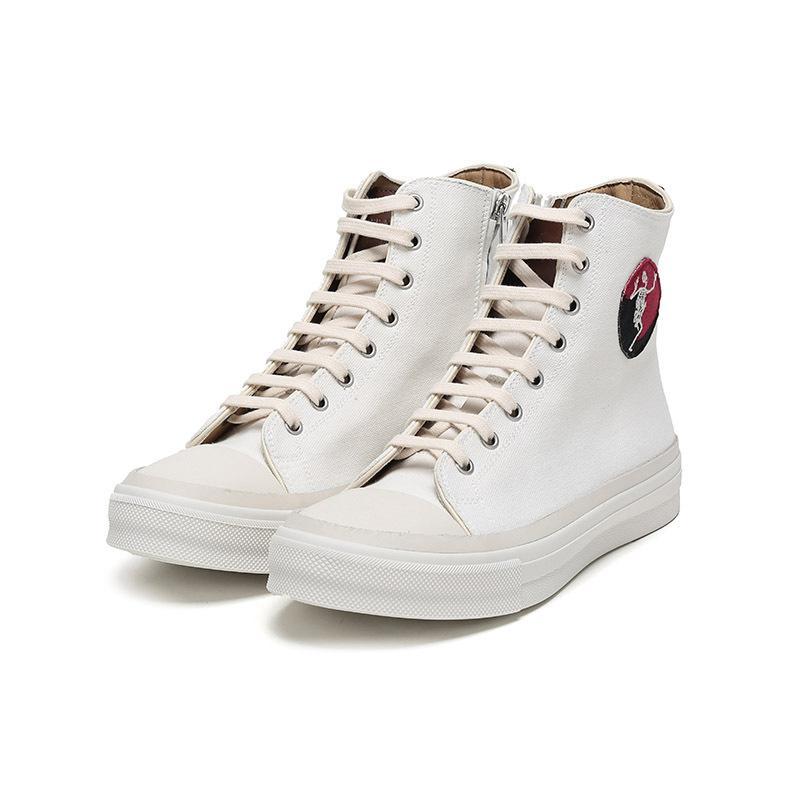 alexandermcqueen亚历山大麦昆男士织物配皮高帮运动鞋帆布鞋505140w4