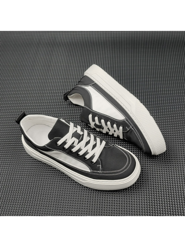 夏季透气板鞋男款潮流百搭冰丝布潮鞋欧洲站男鞋拼色高端休闲鞋男