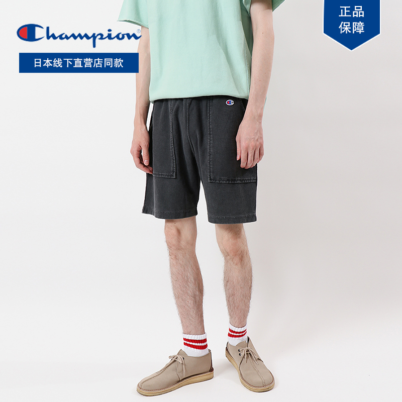 日版Champion冠军正品C3-P506 牛仔水洗运动短裤潮流纯色夏季情侣