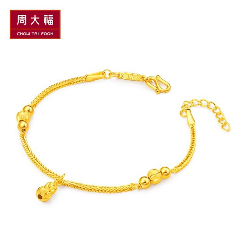 礼品「新品」周大福珠宝首饰葫芦足金黄金手链计价F190071