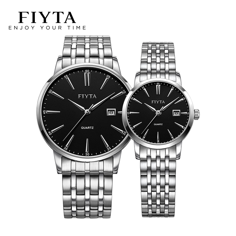 飞亚达(FIYTA)手表 商务休闲 简约防水百搭男表女士石英表钢带情侣表腕表