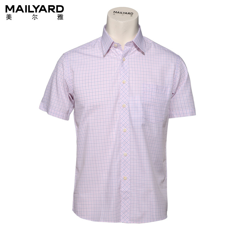 美尔雅(MAILYARD)短袖衬衫 商务男士条纹衬衣 男式棉质衬衣棉 064