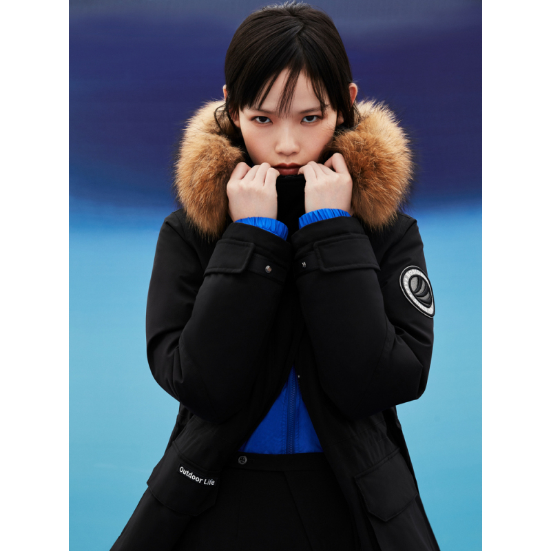 波司登白鹅绒羽绒服女极寒大毛领中长款冬小个子外套三防科技面料