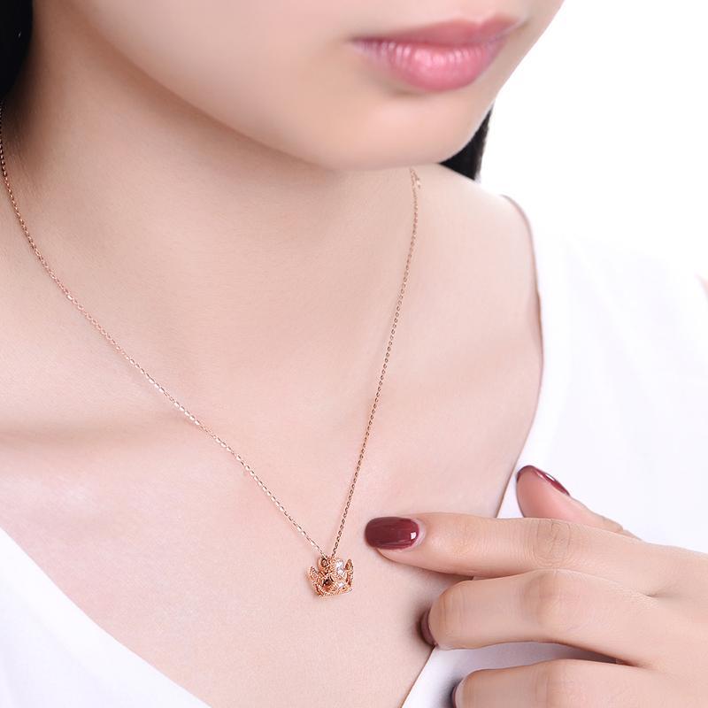 佐卡伊桂冠玫瑰18k金钻石项链套链