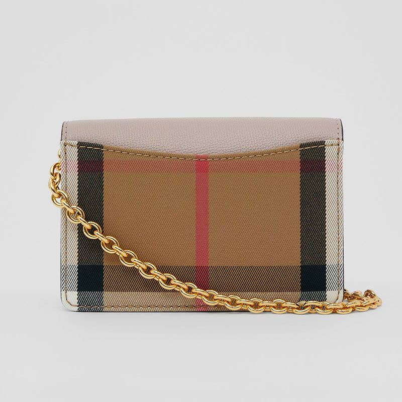 博柏利Burberry/巴宝莉 女包 格纹拼皮单肩链条包 翻盖包 女士女款斜挎包图片