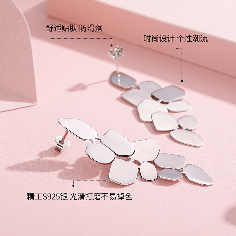 佰色传情高级感夸张耳环女复古欧美纯银耳钉新款气质长款耳坠耳饰