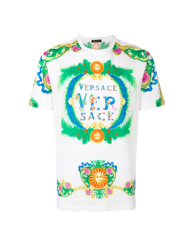 VERSACE 范思哲 奢侈品一线男士字母logo印花纯棉圆领T恤(尺码偏大1码）A77276 A224831 A701