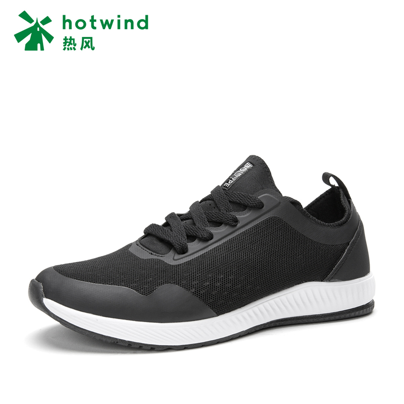 热风hotwind潮流时尚女士系带休闲鞋圆头深口单鞋H12W8101