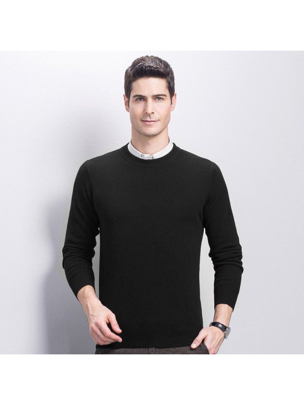 恒源祥羊绒衫男圆领秋冬新款纯山羊绒保暖针织衫套头毛衣爸爸装