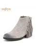 Safiya/索菲娅新款复古流苏尖头粗跟短靴女靴子SF64115048