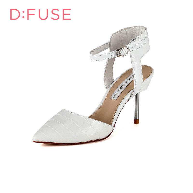 D：Fuse迪芙斯牛皮革/羊皮革尖头后空女单鞋 DF61113021
