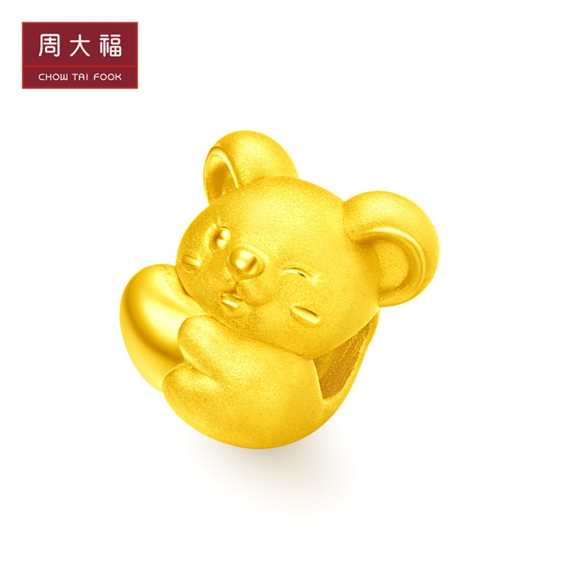 周大福 十二生肖鼠金鼠心有所鼠转运珠足金金吊坠甄品R24402