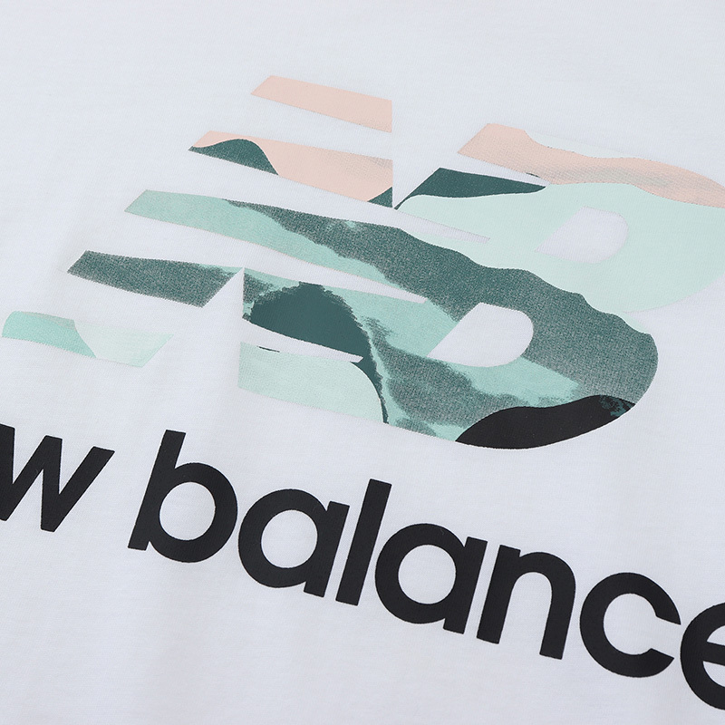 NB女装短袖T恤时尚印花LOGO针织舒适休闲运动服AWT91584-WT.