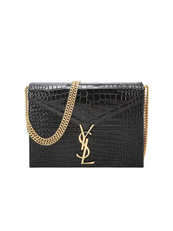 预售 圣罗兰 YSL CASSANDRA 信封包迷你 字母LOGO鳄鱼压纹 女士单肩包 532750金链