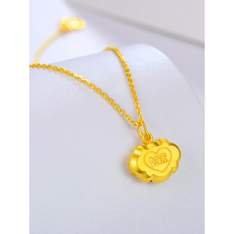 黄金吊坠小金锁长命锁宝宝金饰儿童锁包满月吉祥如意