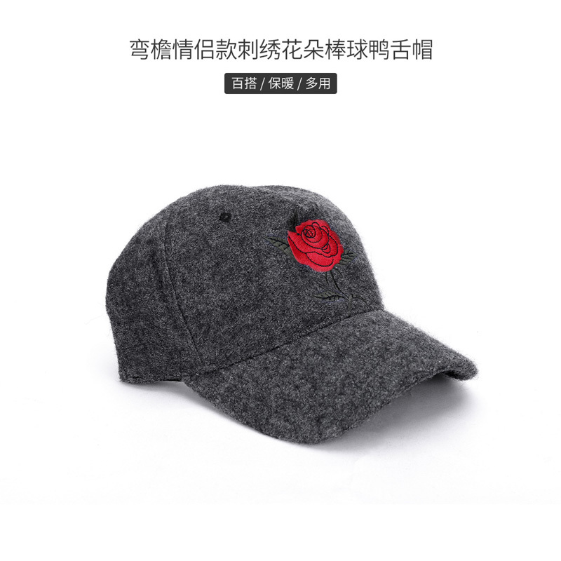 WILLIAM&KATE(威廉凯特)韩版弯檐情侣款刺绣花朵棒球鸭舌帽