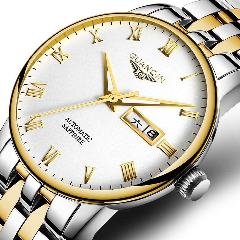 冠琴guanqin手表全自动机械表防水镂空时尚简约商务夜光潮流腕表