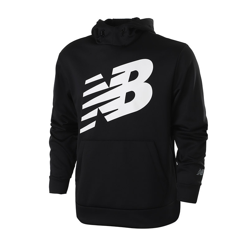 【自营】New Balance/NB男装卫衣连帽印花休闲长袖套头衫AMT81009 L AMT81009-BKW黑+白