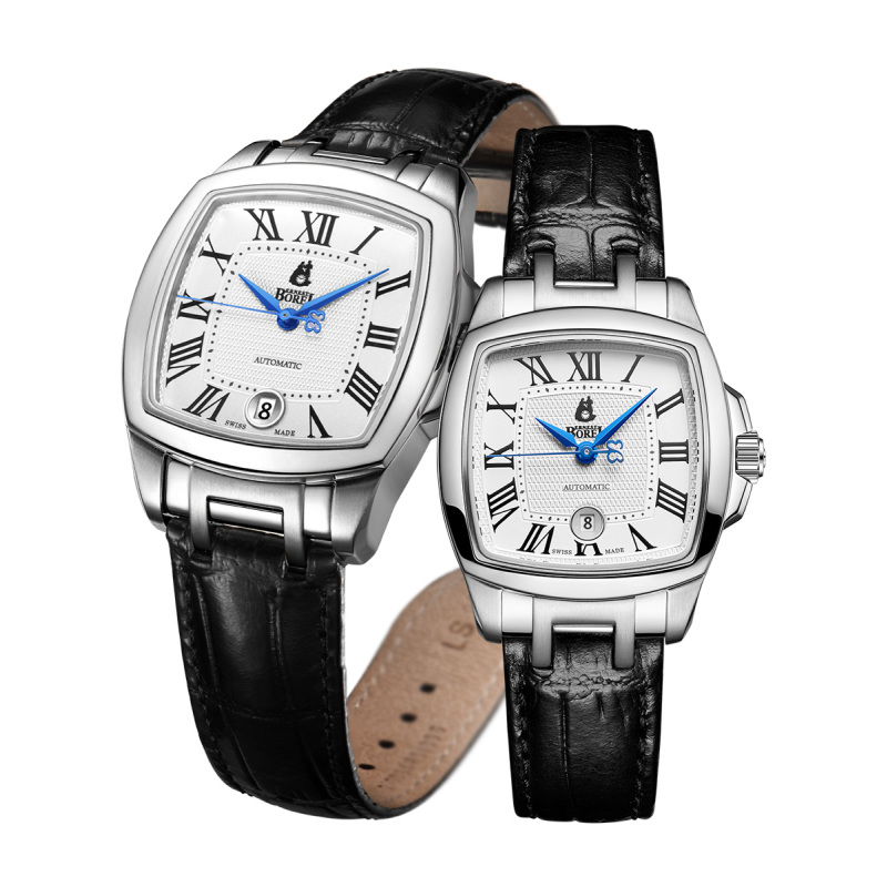 依波路ernestborel传奇系列罗马符蓝钢针日历皮带自动机械情侣表gls