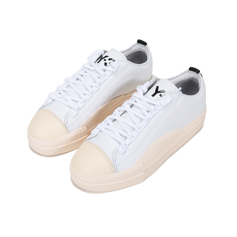 Y-3 男女同款皮革系带休闲运动鞋小白鞋 FX0565