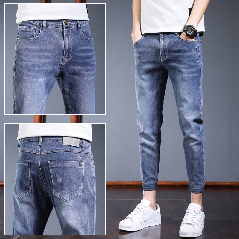 Ceba2022年新款 九分裤牛仔裤男 休闲帅先生男装9分弹力修身牛仔裤 潮图片
