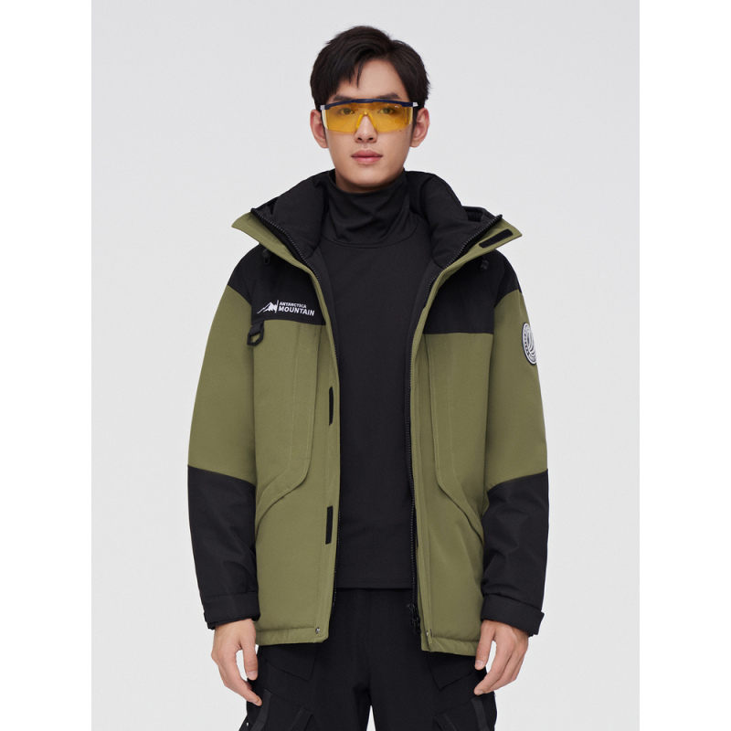 波司登男士廓形冲锋衣耐磨印花拼色时尚潮流保暖防风羽绒服冬外套