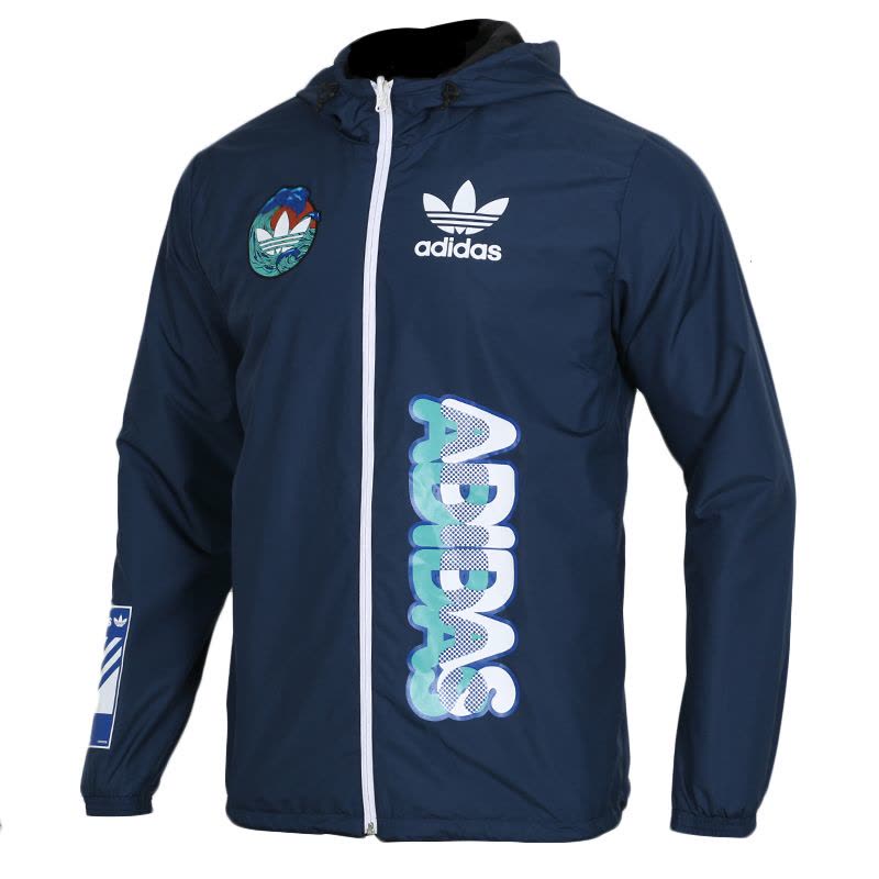 Adidas阿迪达斯外套男2019夏季新款三叶连帽休闲运动夹克DX4218图片
