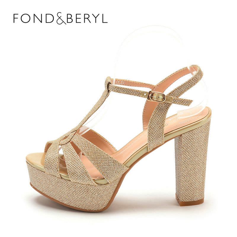 Fondberyl/菲伯丽尔 夏款格利特百搭高粗跟露趾女凉鞋FB42115915图片