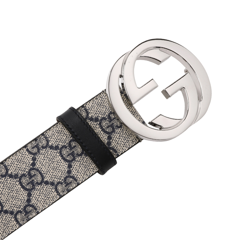 预售古驰gucci腰带40d双g互扣老花帆布411924男款腰带男士皮带银扣