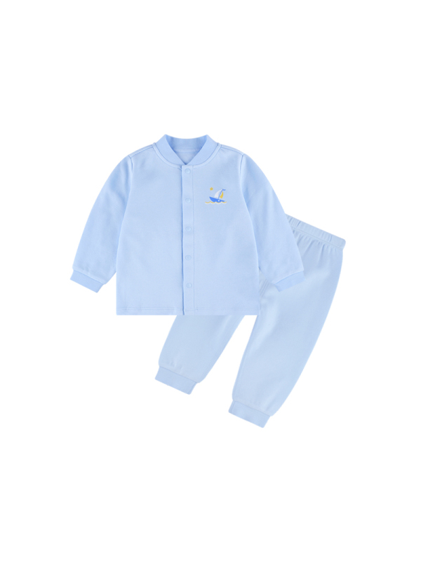 hello mika 米卡 0-3岁宝宝春秋套装 婴儿双面布前开套装 外出套装