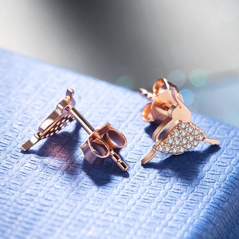 fashion design s925银 镶嵌锆石 清新简约系列 跳舞女孩mini 耳钉mye