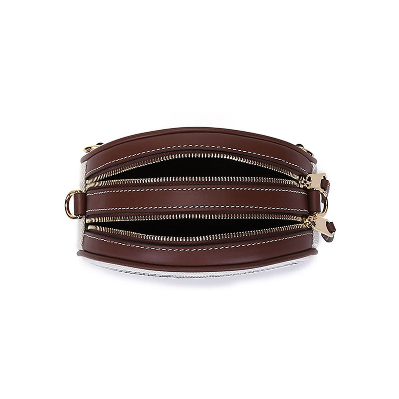 burberry 女款织物配皮圆形louise路易丝包单肩斜挎包腰包圆饼包