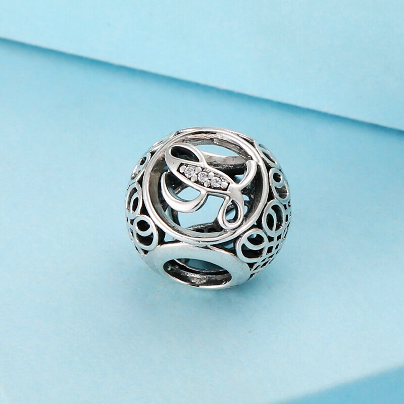pandora潘多拉复古字母l925银串饰791856cz