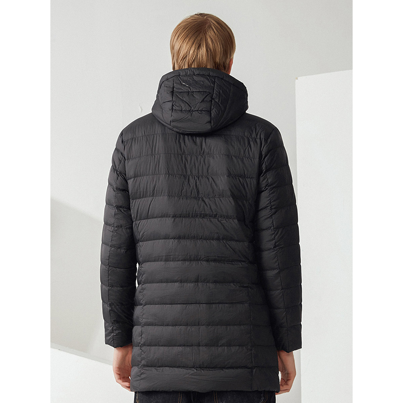 波司登春秋季轻型中长款连帽保暖时尚轻薄男士羽绒服