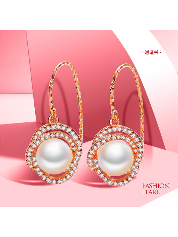 佰色传情 S925银淡水珍珠耳环耳钉立体花朵优雅气质附证书