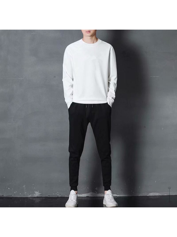 新款男士休闲套装春秋韩版帅气潮流时尚运动印花衣服