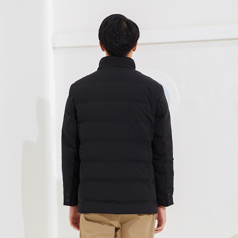 千仞岗秋冬新品羽绒服男短款纯色立领商务简约冬外套