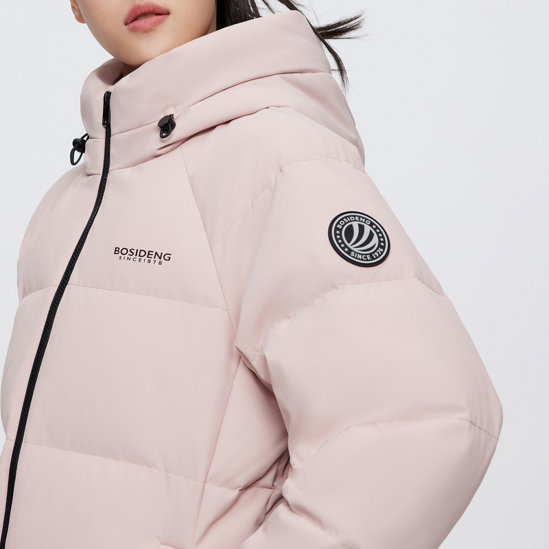 波司登女士短款羽绒服宽松H型纯色简约休闲百搭抽绳