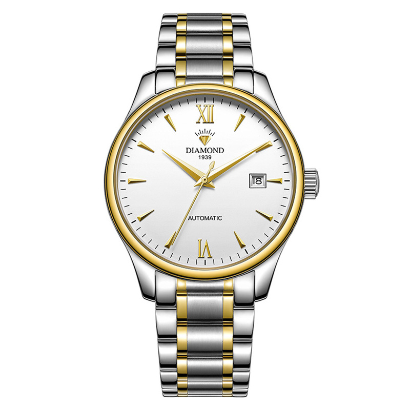 上海钻石牌手表全自动机械表男表精钢日历防水3220男士手表机械腕表