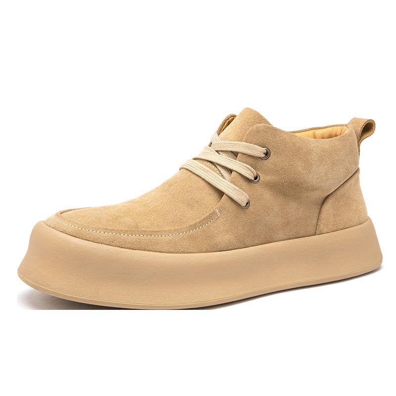 韩版潮流马丁靴男士英伦复古秋冬磨砂皮厚底工装加绒保暖休闲板鞋图片