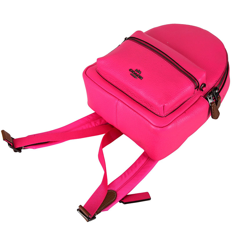 coach蔻驰女士玫红色皮质双肩背包f11769qbmby